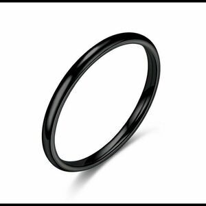 Simple Black Wedding Band Ring
